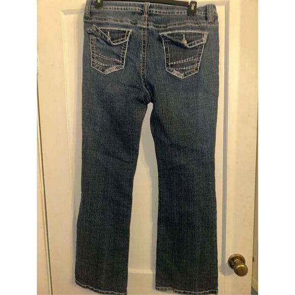 A.N.A. Bootcut Womens Jeans Size 14 Distressed Dark Wash Embroidered - Picture 2 of 6